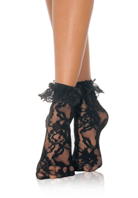 Koronkowe skarpetki - Lace Anklet With Ruffle Black Koronkowe skarpetki - Lace Anklet With Ruffle Black