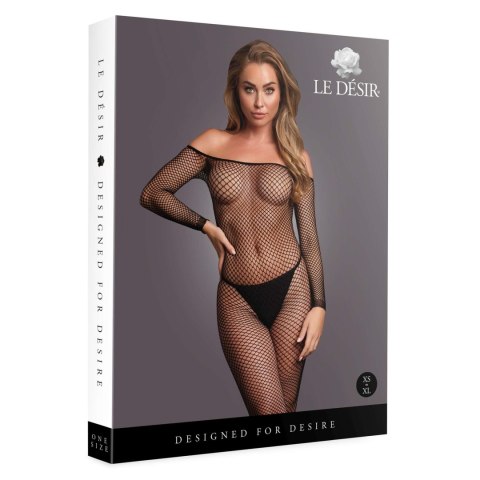 Le Désir - Bodystocking with off shoulder neckline, fishnet structure and open crotch. Le Désir - Bodystocking with off shoulder neckline, fishnet structure and open crotch.