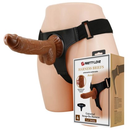 Stap-on - HARNESS BRIEFS- Micheal, Universal Strap-On, 7.0'' Dildo