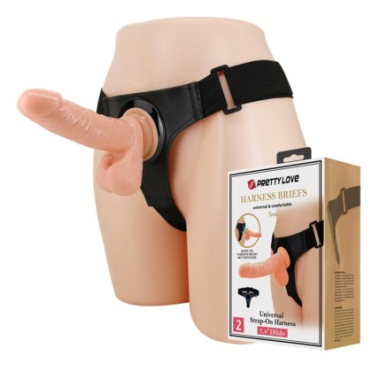 Stap-on - HARNESS BRIEFS- Tom, Universal Strap-On, 7.4'' Dildo