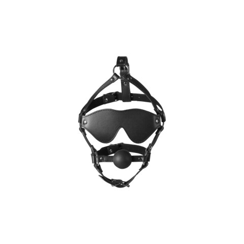 Blindfolded Head Harness with Solid Ball Gag - Black Blindfolded Head Harness with Solid Ball Gag - Black