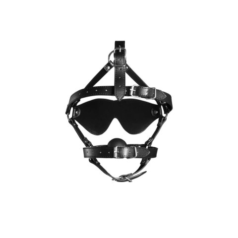 Blindfolded Head Harness with Solid Ball Gag - Black Blindfolded Head Harness with Solid Ball Gag - Black