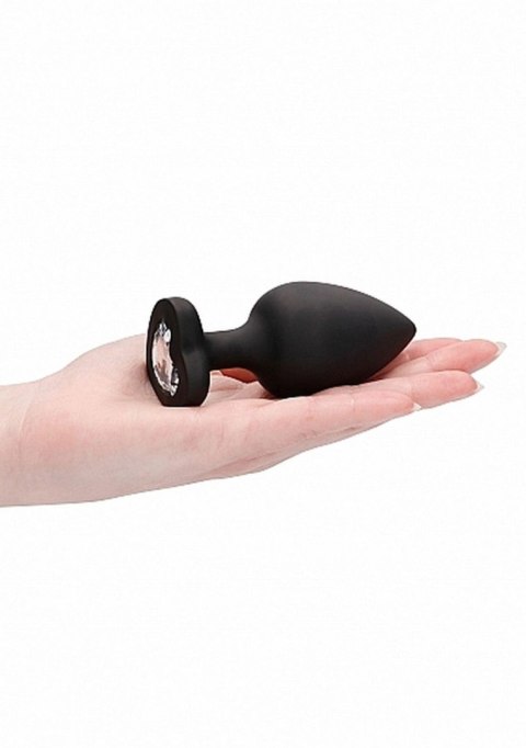 Korek analny z kryształkiem - Diamond Heart Butt Plug - Extra Large - Black Korek analny z kryształkiem - Diamond Heart Butt Plug - Extra Large - Black