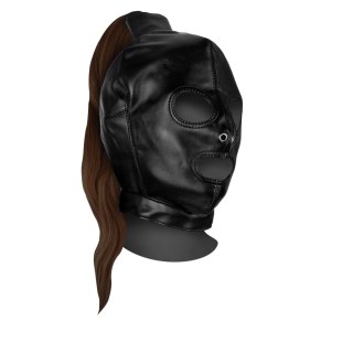 Maska z brązowym kucykiem - Mask with Brown Ponytail - Black