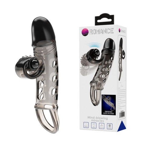 ROMANCE - Penis sleeve, TPE material,vibration, battery LR41*3, Black ROMANCE - Penis sleeve, TPE material,vibration, battery LR41*3, Black