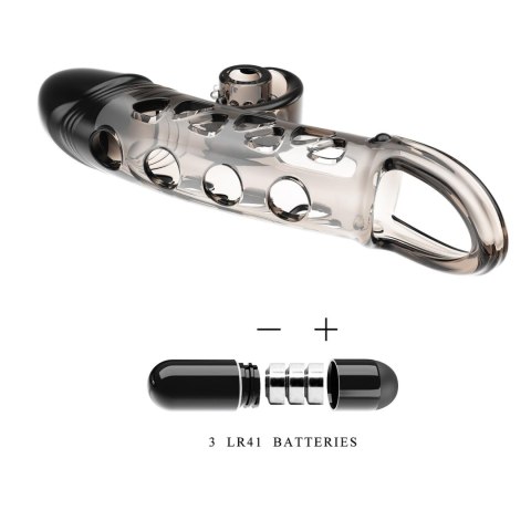 ROMANCE - Penis sleeve, TPE material,vibration, battery LR41*3, Black ROMANCE - Penis sleeve, TPE material,vibration, battery LR41*3, Black