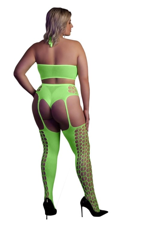 Ouch! - Komplet - Two Piece with Crop Top and Stockings XL/XXXXL Ouch! - Komplet - Two Piece with Crop Top and Stockings XL/XXXXL