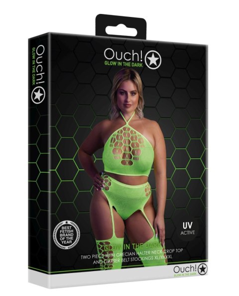 Ouch! - Komplet - Two Piece with Crop Top and Stockings XL/XXXXL Ouch! - Komplet - Two Piece with Crop Top and Stockings XL/XXXXL