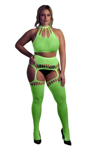 Ouch! - Dwóczęściowy Bodystocking - Two Piece with Crop Top and Stockings XL/XXXXL