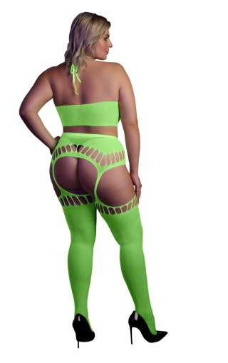 Ouch! - Dwóczęściowy Bodystocking - Two Piece with Crop Top and Stockings XL/XXXXL