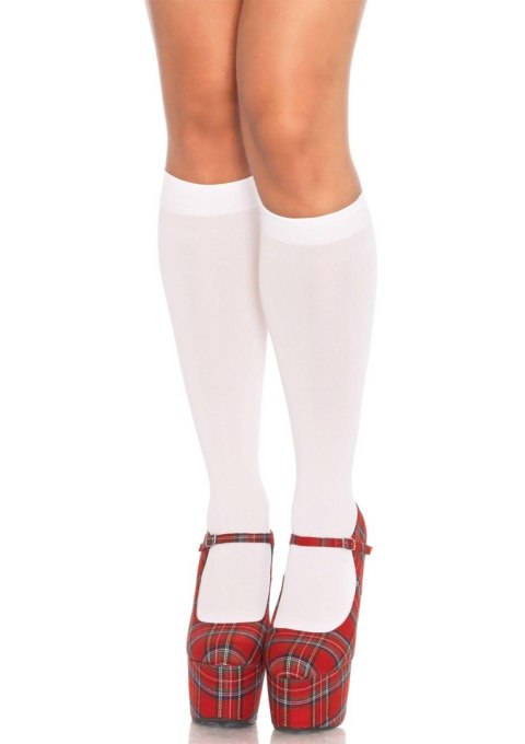 Podkolanówki - Nylon Knee Highs White Podkolanówki - Nylon Knee Highs White