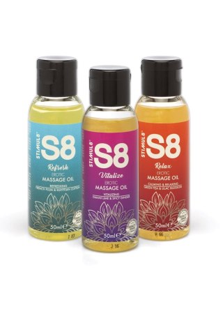 S8 - Zestaw 3 olejków do masażu - Massage Oil Box 3x 50ml Multi flavour