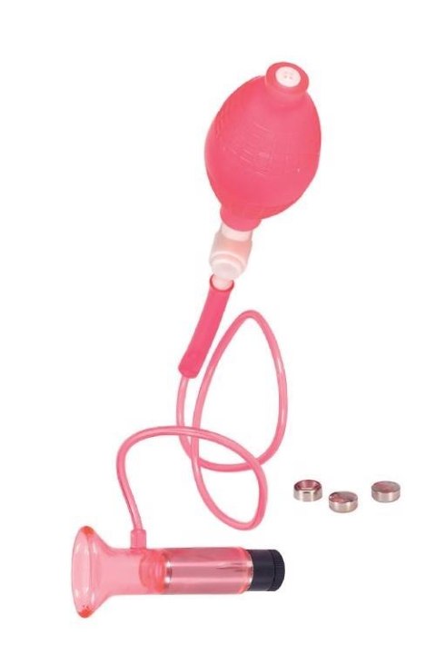CLITORAL VIBRATING PUMP - CLEAR HOT PINK CLITORAL VIBRATING PUMP - CLEAR HOT PINK