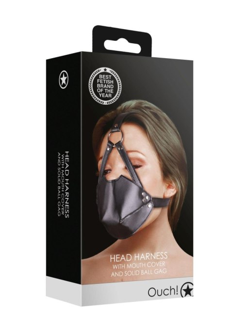 Head Harness with Mouth Cover and Breathable Ball Gag - Black Head Harness with Mouth Cover and Breathable Ball Gag - Black