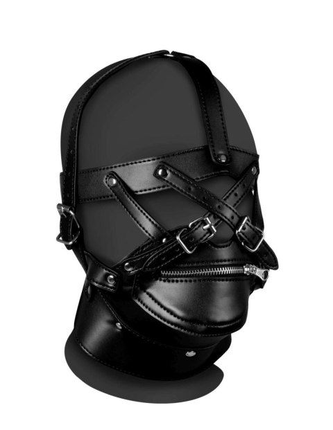 Head Harness with Zip-up Mouth and Lock - Black Head Harness with Zip-up Mouth and Lock - Black