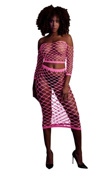 Ouch! - Komplet - Long Sleeve Crop Top and Long Skirt - Pink - XS/XL