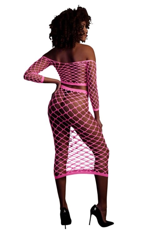 Ouch! - Komplet - Long Sleeve Crop Top and Long Skirt - Pink - XS/XL Ouch! - Komplet - Long Sleeve Crop Top and Long Skirt - Pink - XS/XL
