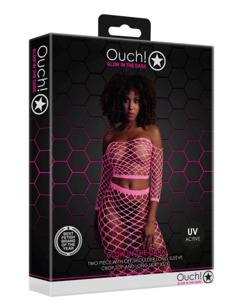 Ouch! - Komplet - Long Sleeve Crop Top and Long Skirt - Pink - XS/XL Ouch! - Komplet - Long Sleeve Crop Top and Long Skirt - Pink - XS/XL
