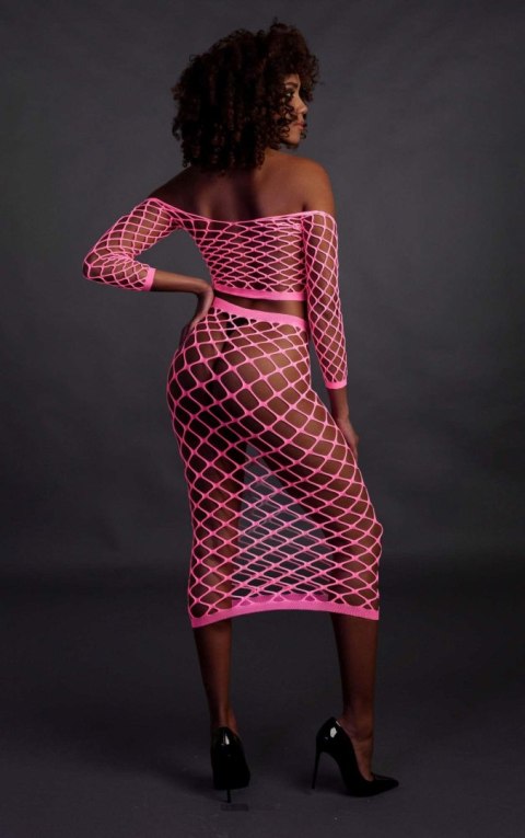 Ouch! - Komplet - Long Sleeve Crop Top and Long Skirt - Pink - XS/XL Ouch! - Komplet - Long Sleeve Crop Top and Long Skirt - Pink - XS/XL