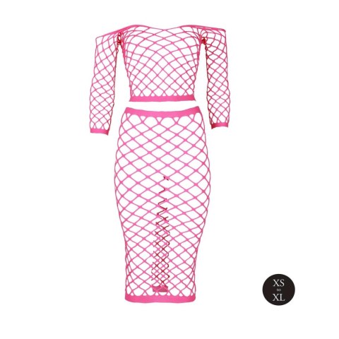 Ouch! - Komplet - Long Sleeve Crop Top and Long Skirt - Pink - XS/XL Ouch! - Komplet - Long Sleeve Crop Top and Long Skirt - Pink - XS/XL
