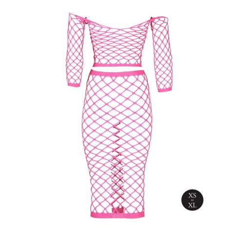 Ouch! - Komplet - Long Sleeve Crop Top and Long Skirt - Pink - XS/XL Ouch! - Komplet - Long Sleeve Crop Top and Long Skirt - Pink - XS/XL