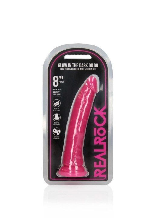 Slim Realistic Dildo with Suction Cup - Glow in the Dark - 8'' / 20 cm Slim Realistic Dildo with Suction Cup - Glow in the Dark - 8'' / 20 cm