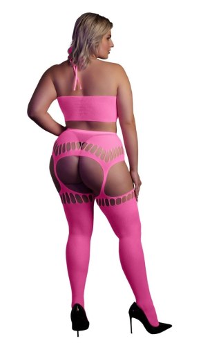 Ouch! - Dwóczęściowy Bodystocking - Two Piece with Crop Top and Stockings XL/XXXXL