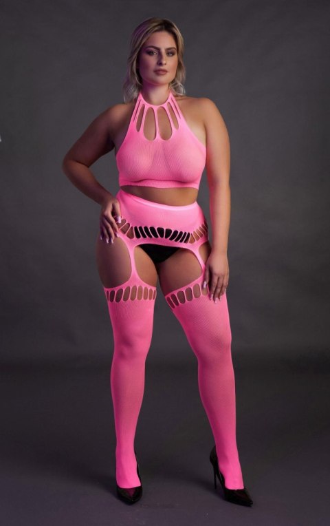 Ouch! - Dwóczęściowy Bodystocking - Two Piece with Crop Top and Stockings XL/XXXXL Ouch! - Dwóczęściowy Bodystocking - Two Piece with Crop Top and Stockings XL/XXXXL