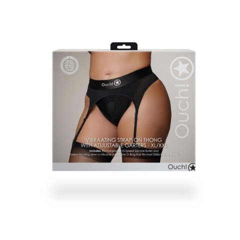 Vibrating Strap-on Thong with Adjustable Garters - XL/XXL Vibrating Strap-on Thong with Adjustable Garters - XL/XXL