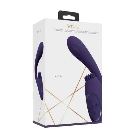 Gen - Rechargeable Triple Action G-Spot Vibrator with Pulse Wave and Vibrating Bristles - Purple Gen - Rechargeable Triple Action G-Spot Vibrator with Pulse Wave and Vibrating Bristles - Purple