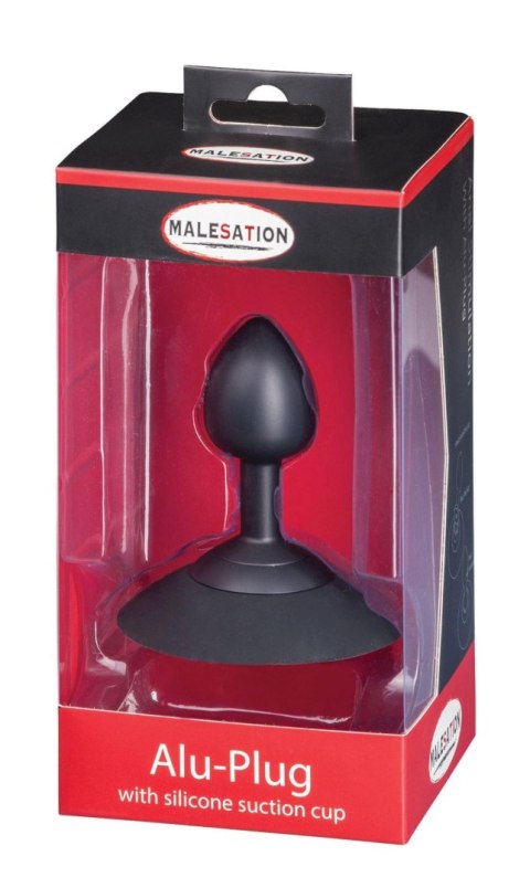 MALESATION Alu-Plug with suction cup small, black MALESATION Alu-Plug with suction cup small, black