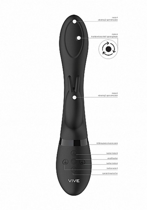 Wibrator Mira - Spinning G-spot Rabbit - Black Wibrator Mira - Spinning G-spot Rabbit - Black