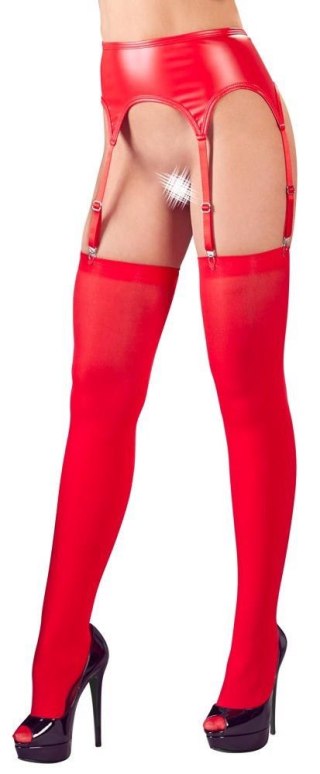 Pończochy z pasem - Suspender Belt Red L/XL