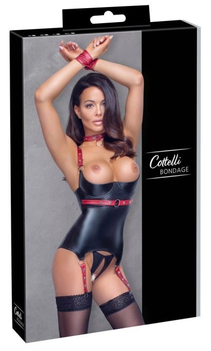 Cottelli - Komplet z wiązaniem - Basque black/red S