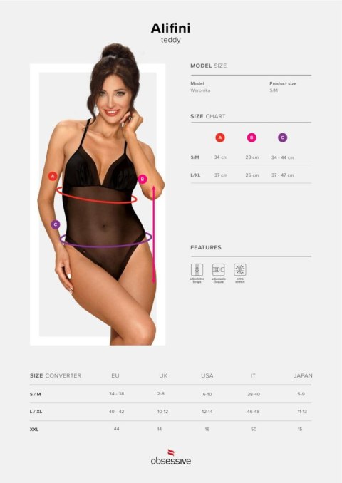Obsessive - Alifini body czarne S/M Obsessive - Alifini body czarne S/M