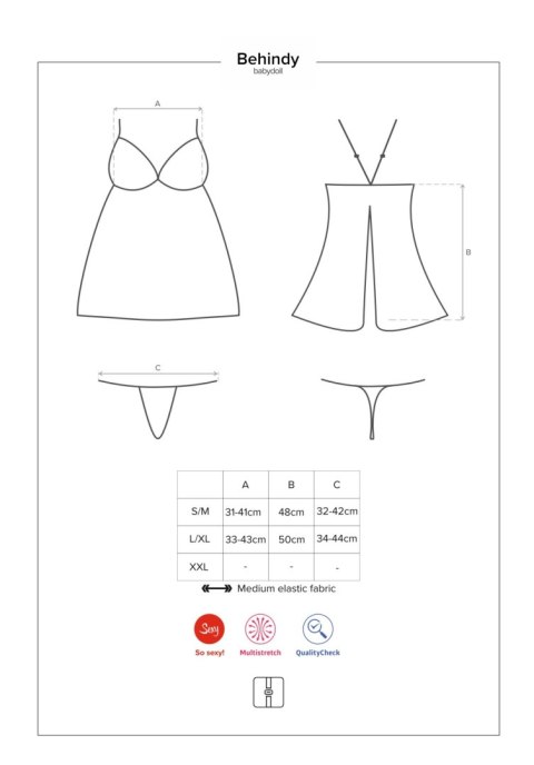 Obsessive - Behindy babydoll i stringi czarne L/XL Obsessive - Behindy babydoll i stringi czarne L/XL