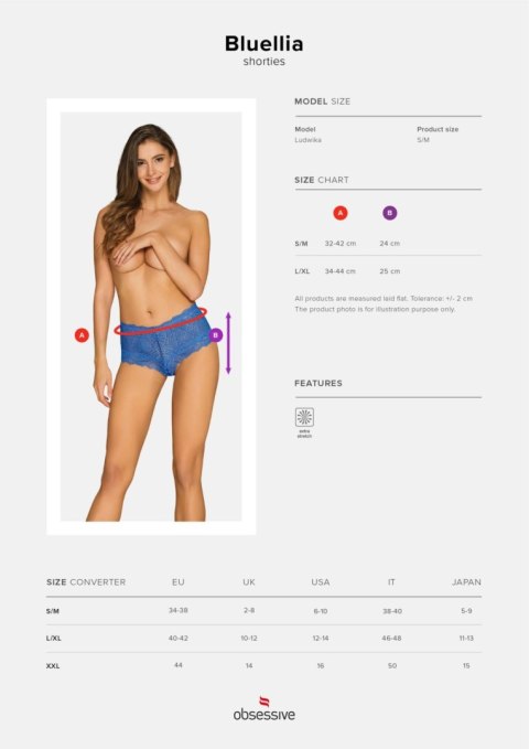 Obsessive - Bluellia szorty niebieskie S/M Obsessive - Bluellia szorty niebieskie S/M