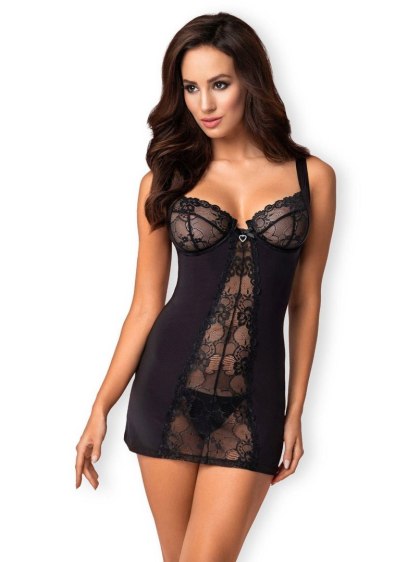 Obsessive - Heartina koszulka i stringi czarna L/XL