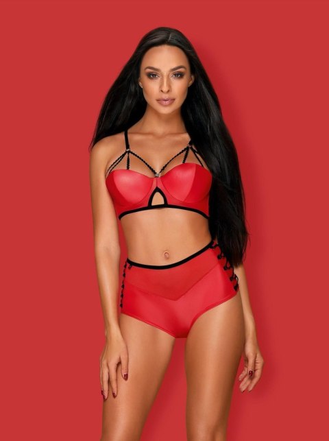 Obsessive - Leatheria komplet 2-częściowy czerwony S/M Obsessive - Leatheria komplet 2-częściowy czerwony S/M