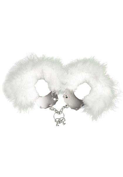 Kajdanki-Śmieszna zabawka-kadanki - Metallic Handcuffs,feather cov.. White Kajdanki-Śmieszna zabawka-kadanki - Metallic Handcuffs,feather cov.. White