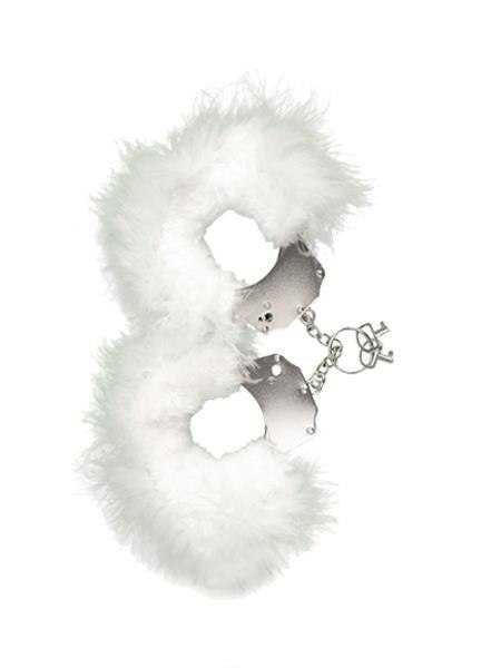 Kajdanki-Śmieszna zabawka-kadanki - Metallic Handcuffs,feather cov.. White Kajdanki-Śmieszna zabawka-kadanki - Metallic Handcuffs,feather cov.. White