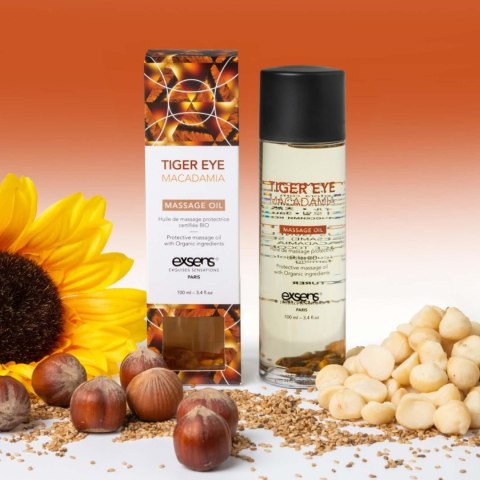 Exsens - Olejek do masażu - TIGER EYE MACADAMIA Organic Massage Oil with stones 100 ml Exsens - Olejek do masażu - TIGER EYE MACADAMIA Organic Massage Oil with stones 100 ml