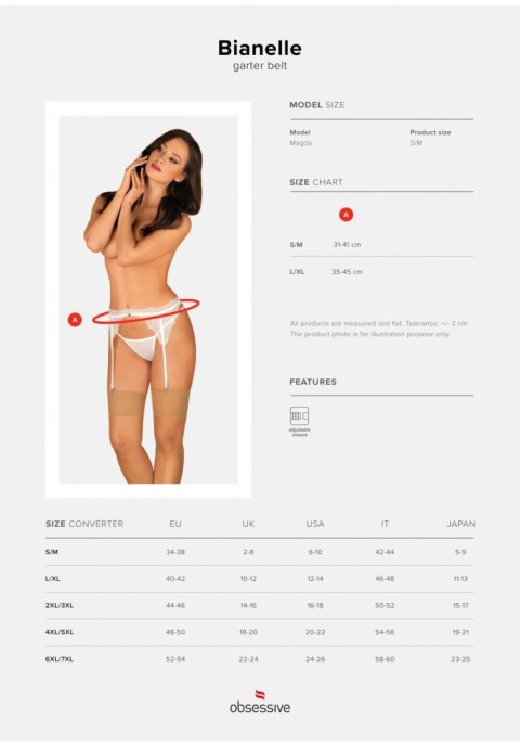 Obsessive - Bianelle pas do pończoch biały S/M Obsessive - Bianelle pas do pończoch biały S/M