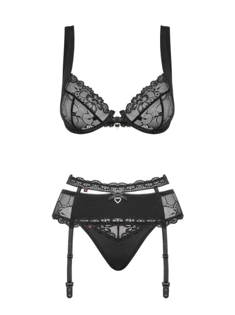 Obsessive - Heartina komplet 3-częściowy czarny S/M
