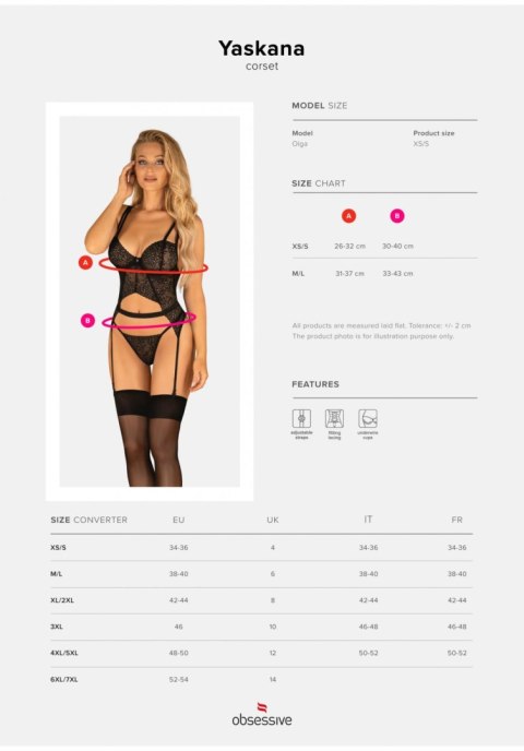Obsessive - Yaskana gorset czarny XS/S Obsessive - Yaskana gorset czarny XS/S