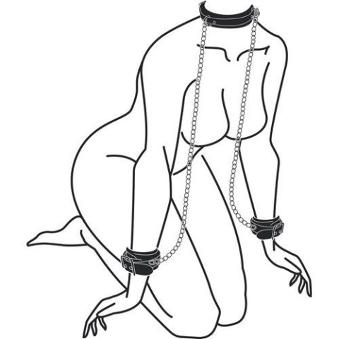 Kajdanki-Leather Collar With Handcuffs Kajdanki-Leather Collar With Handcuffs