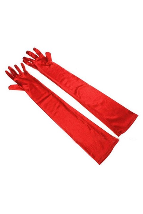 Rękawiczki - LONG SATIN RED GLOVES TU (Size: TU) Rękawiczki - LONG SATIN RED GLOVES TU (Size: TU)