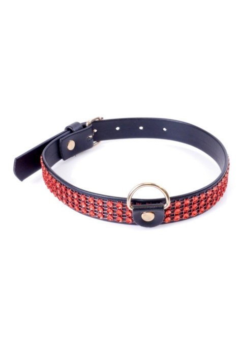 Fetish B - Series Collar with crystals 2 cm Red Line Fetish B - Series Collar with crystals 2 cm Red Line