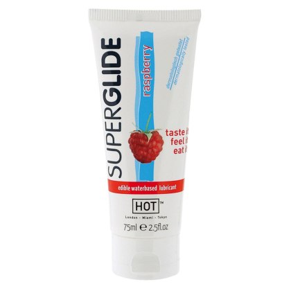 HOT - Żel smakowy - Superglide RASPBERRY- 75ml edible lubricant waterbased
