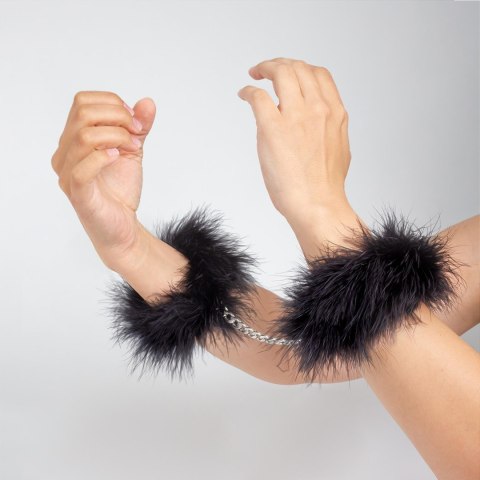 BLACK MARABOU HANDCUFFS BLACK MARABOU HANDCUFFS